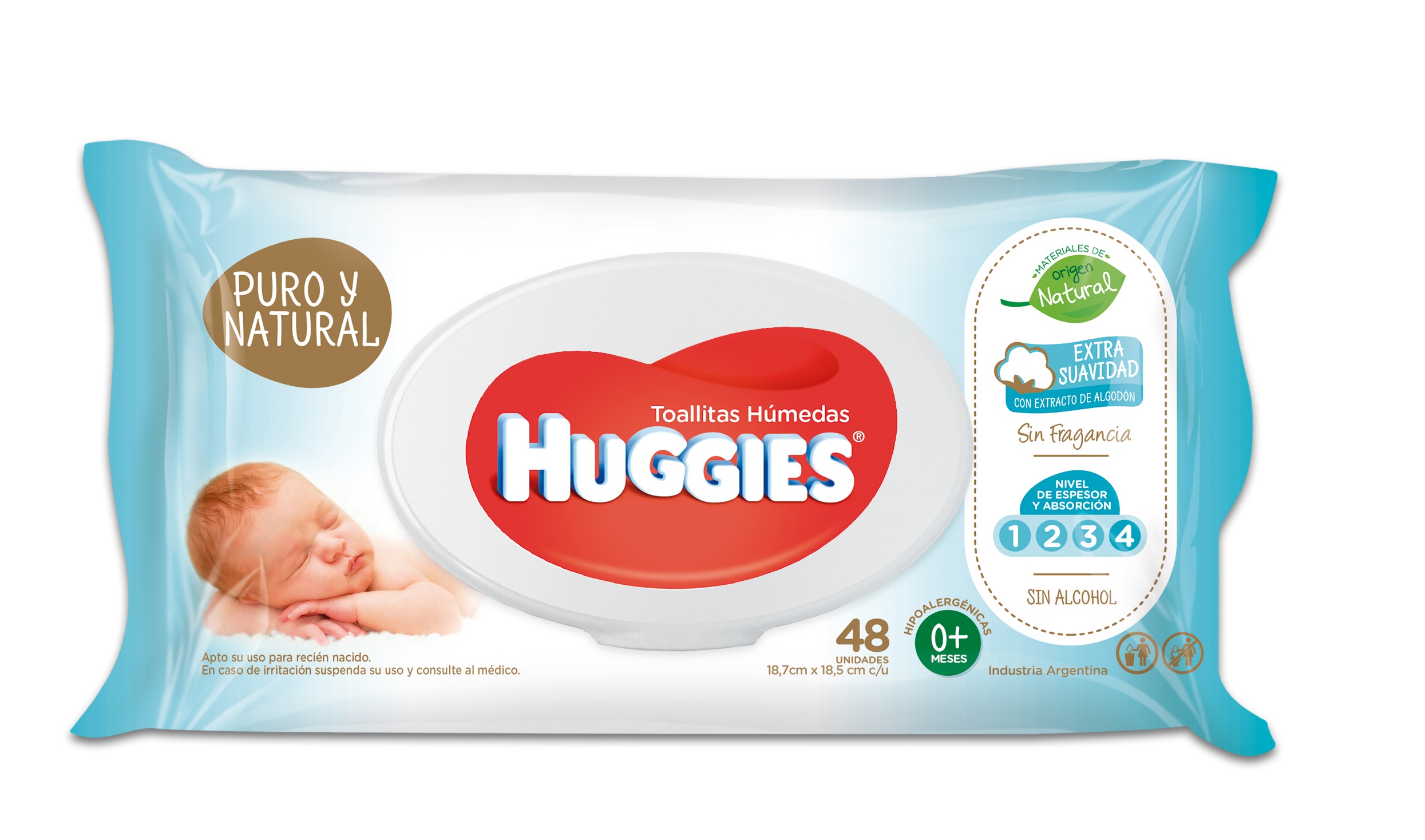 Huggies® Toallas Humedas Puro y Natural (Recién Nacido)